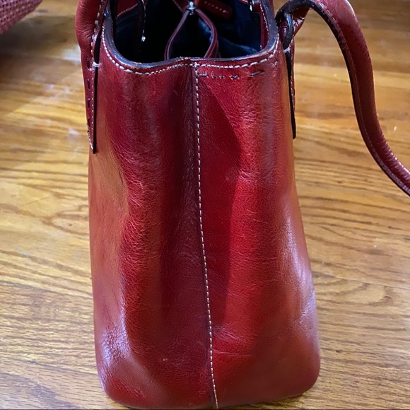 Fossil Leather Tote Handbag Red Medium - Picture 3 of 10